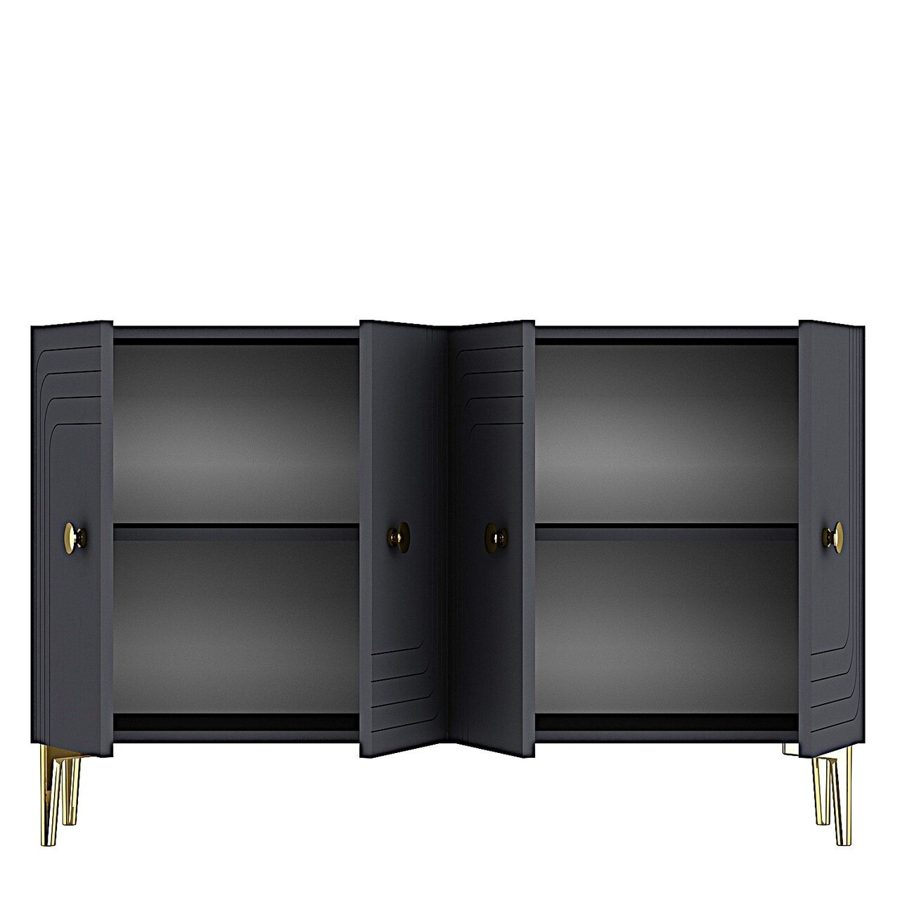 Consola, Hanah Home, Lessi 120, 120x75x32 cm, Antracit / Aur - view 7