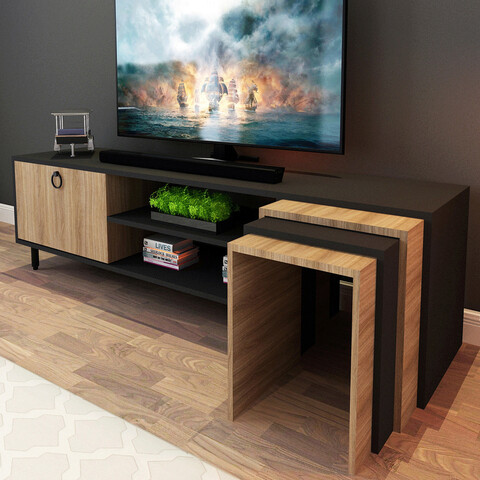 Comoda tv, lacivert, zigon sehpalı tv Ünitesi l503, stejar / negru
