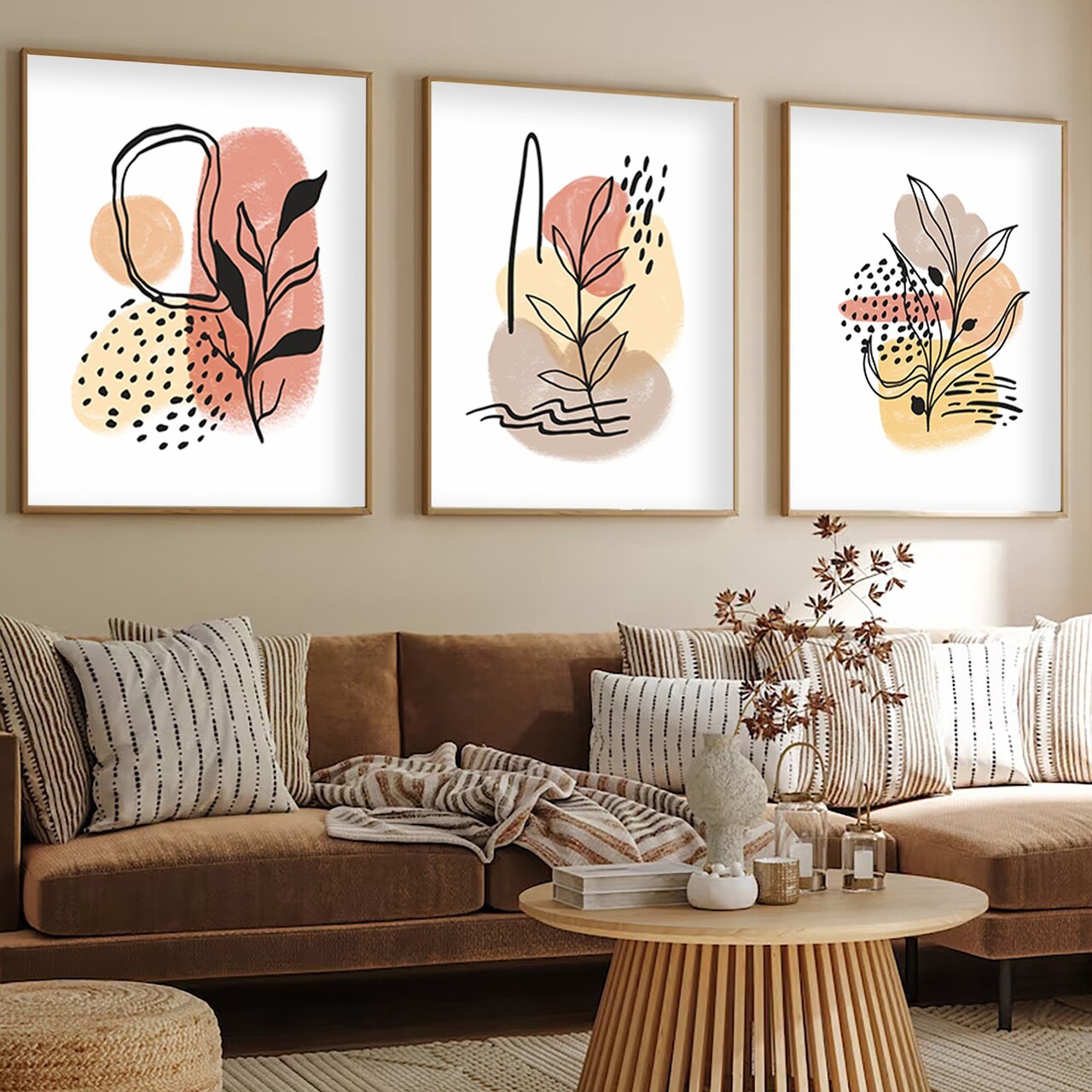 Set 3 tablouri decorative Huhu226 Cadru: 100% LEMN MASIV (Grosime: 2 cm) Multicolor