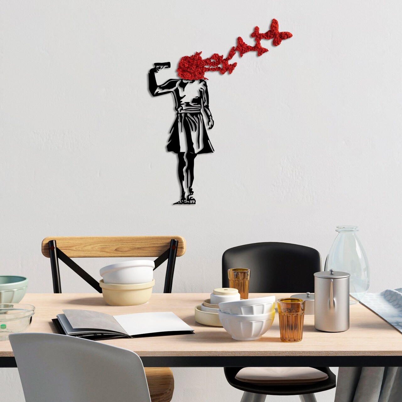 Decoratiune de perete, Banksy, Dimensiune: 66 x 51 cm, Roșu/Negru - view 3