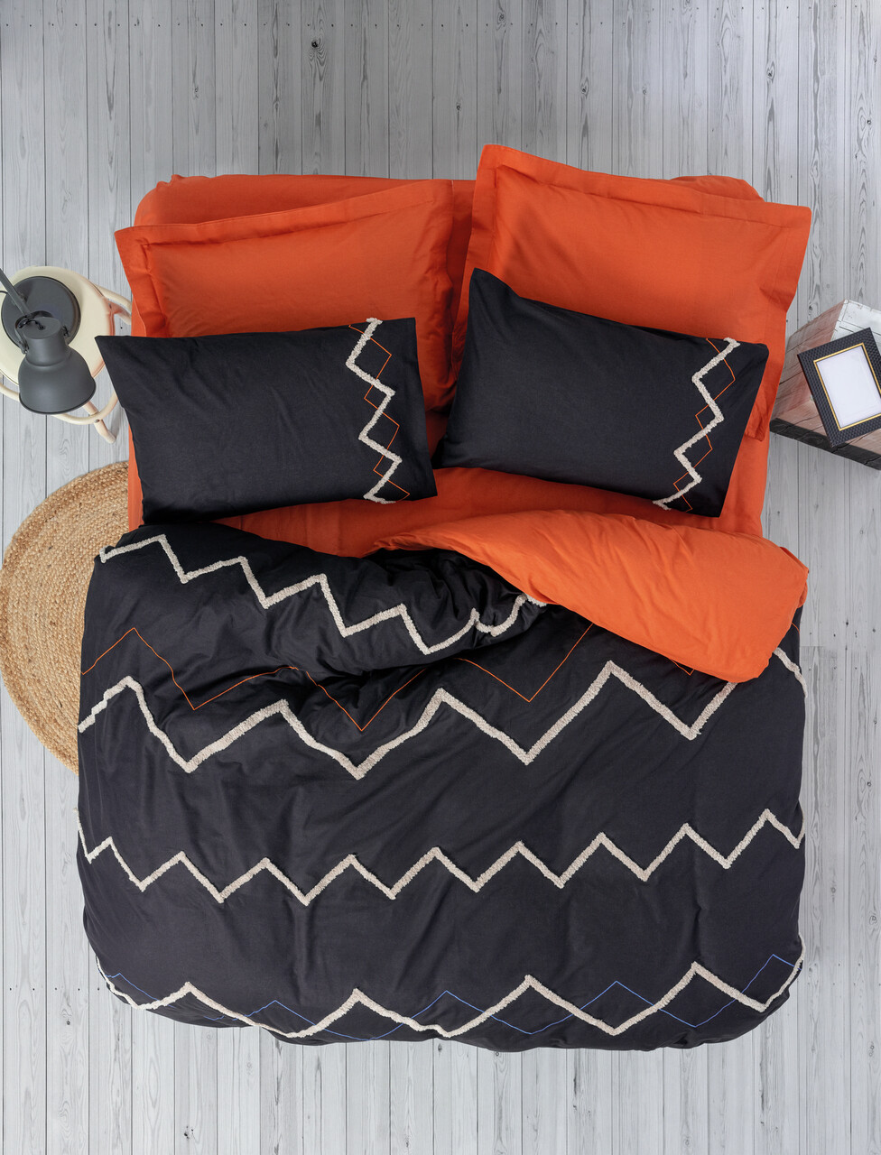 Lenjerie de pat dubla, Mirely - Tile Red, Cotton Box, Bumbac Ranforce