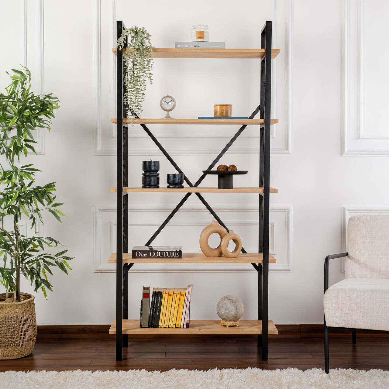 Corp biblioteca, Nordure, Elysian, Stejar / Negru - 1 | YEO