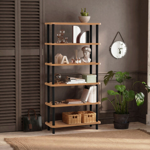 Corp biblioteca, dora, gala, 80x168.5x28 cm, negru / pin atlantic