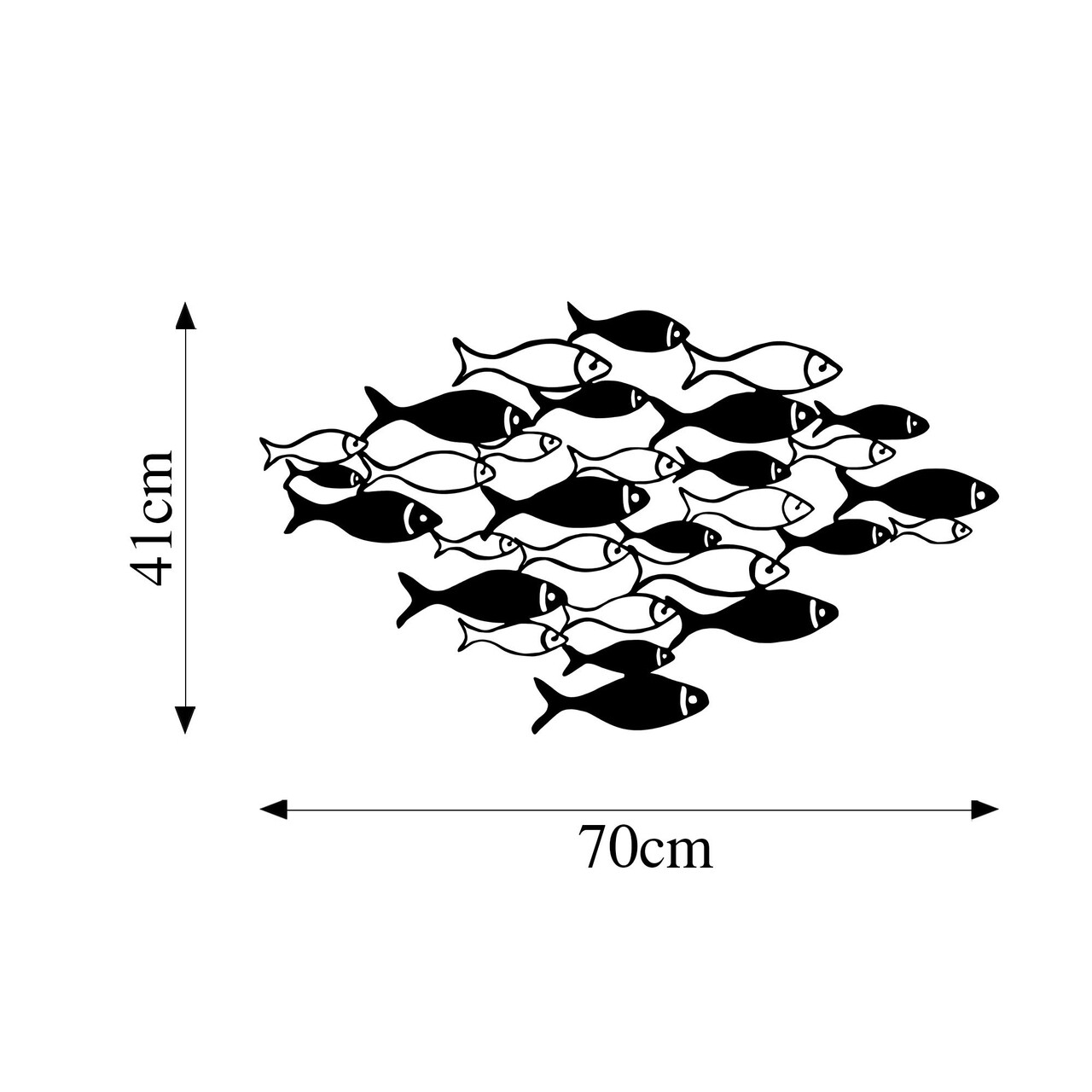 Decoratiune de perete, Fishes, Metal, 70 x 41 cm, Negru
