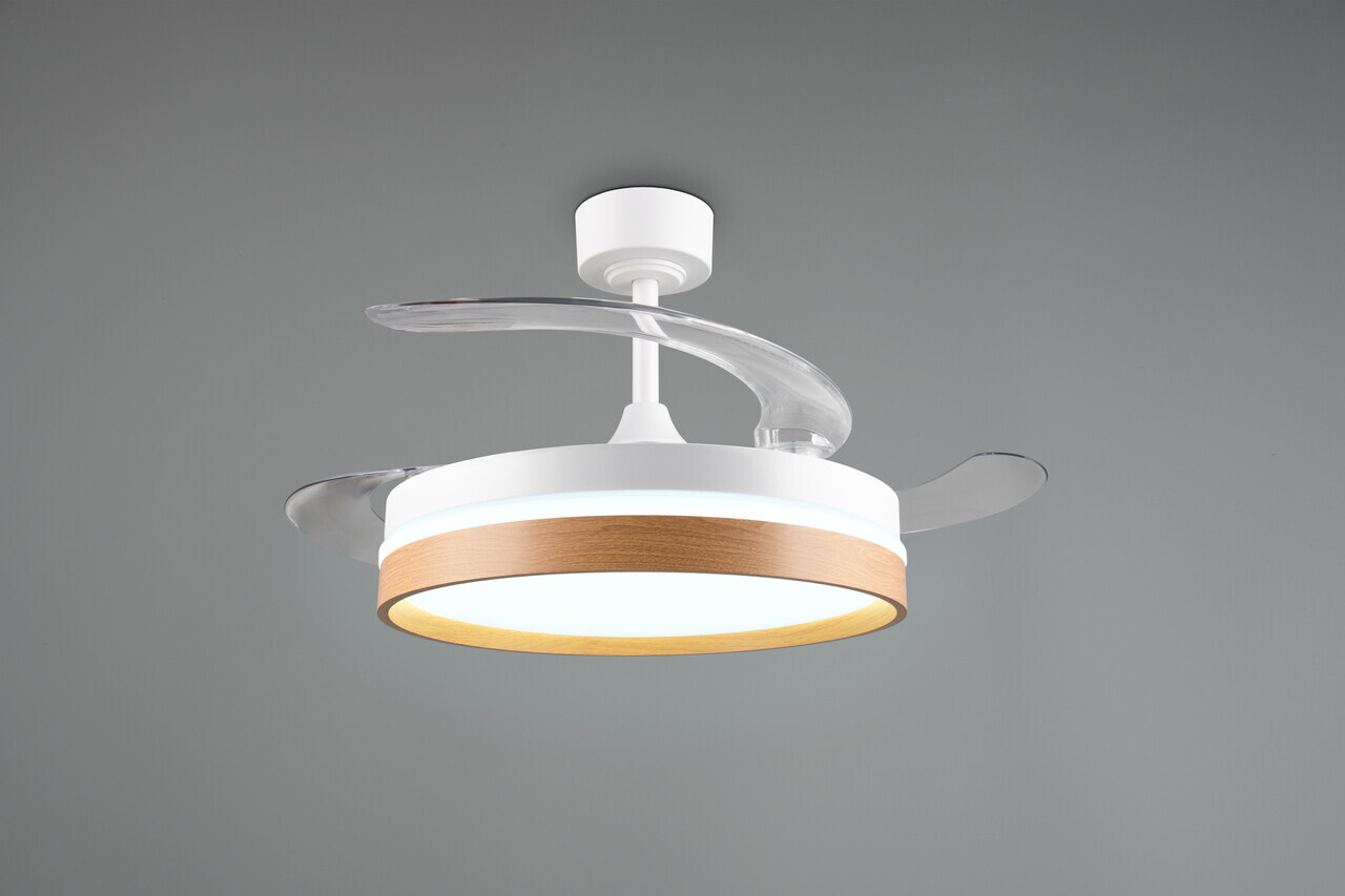 Plafoniera cu ventilator Volda, RL, 38x30.5 cm, 30W, 1x SMD, plastic/metal, alb/natur — imaginea 2