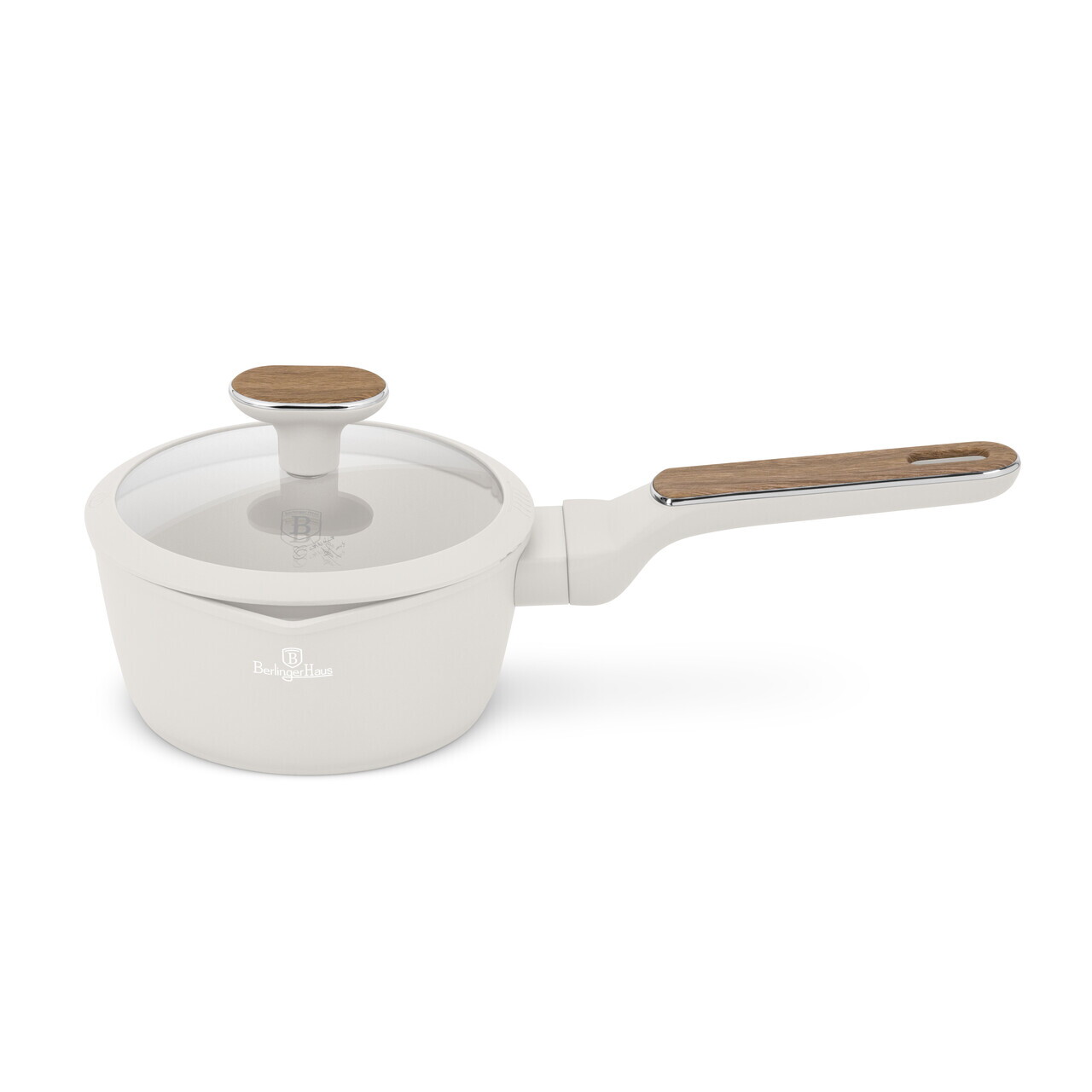 Cratita cu capac Berlinger Haus, Sahara Nordic, 16 cm, 1.2 L, aluminiu forjat, crem mat/natur - imagine 5