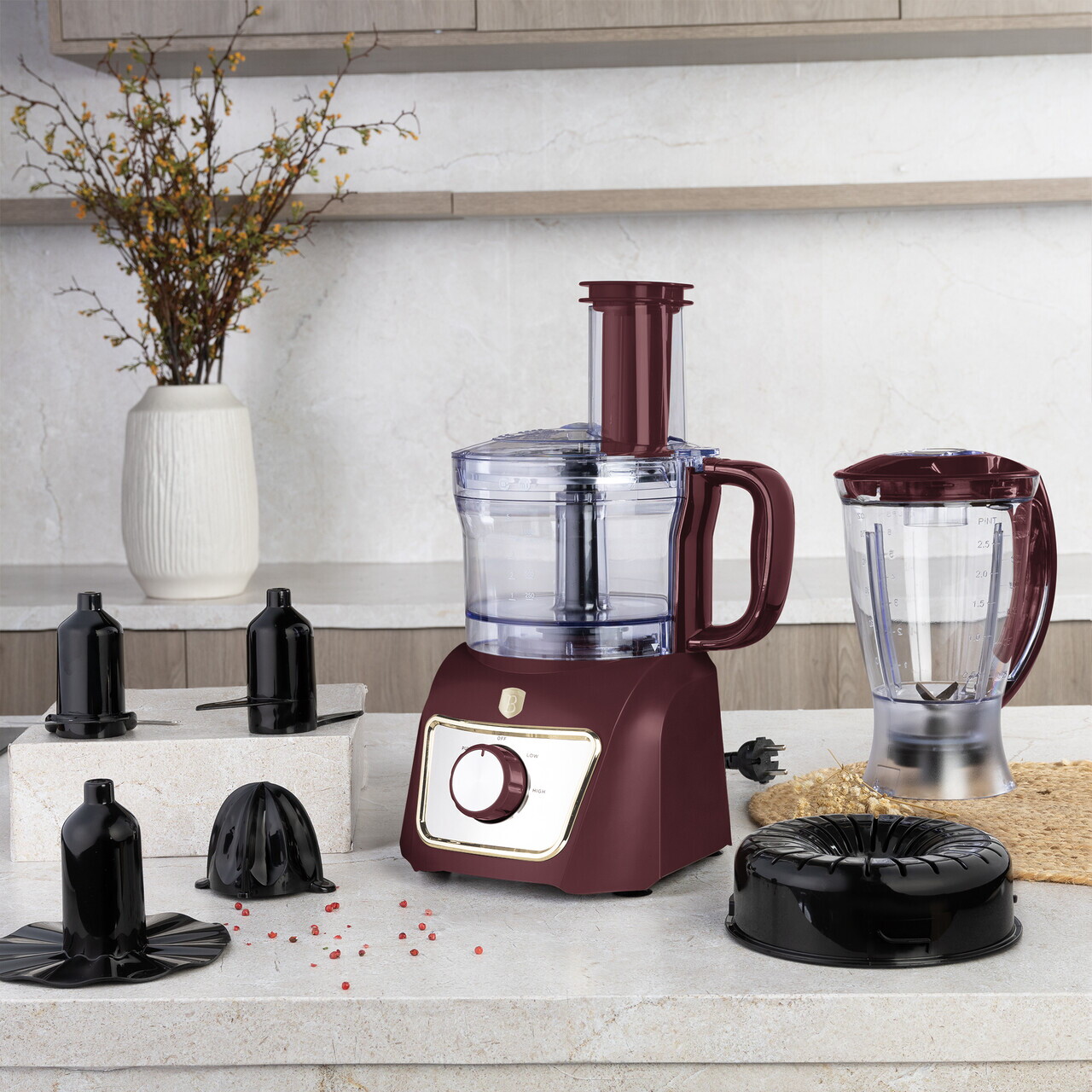 Set blender 8 in 1 Berlinger Haus, Leonardo, 500W, inox/plastic, visiniu mat - imagine 2