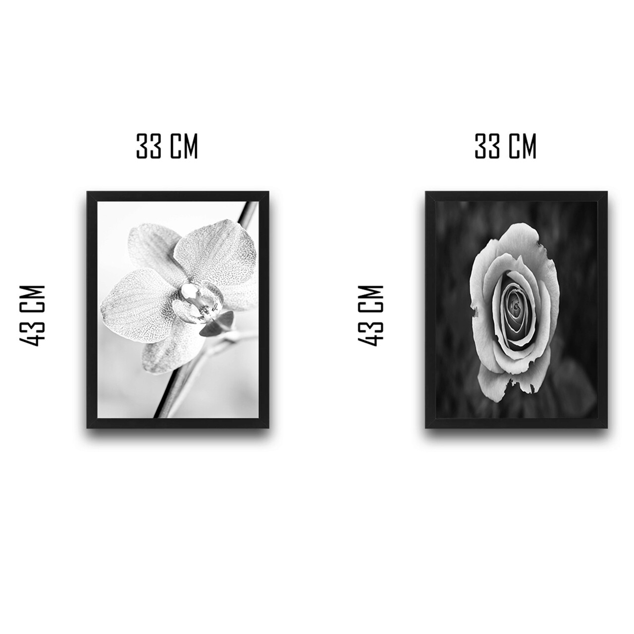 Set 2 tablouri decorative, Grey Flower Set, PAL, Hartie, Multicolor