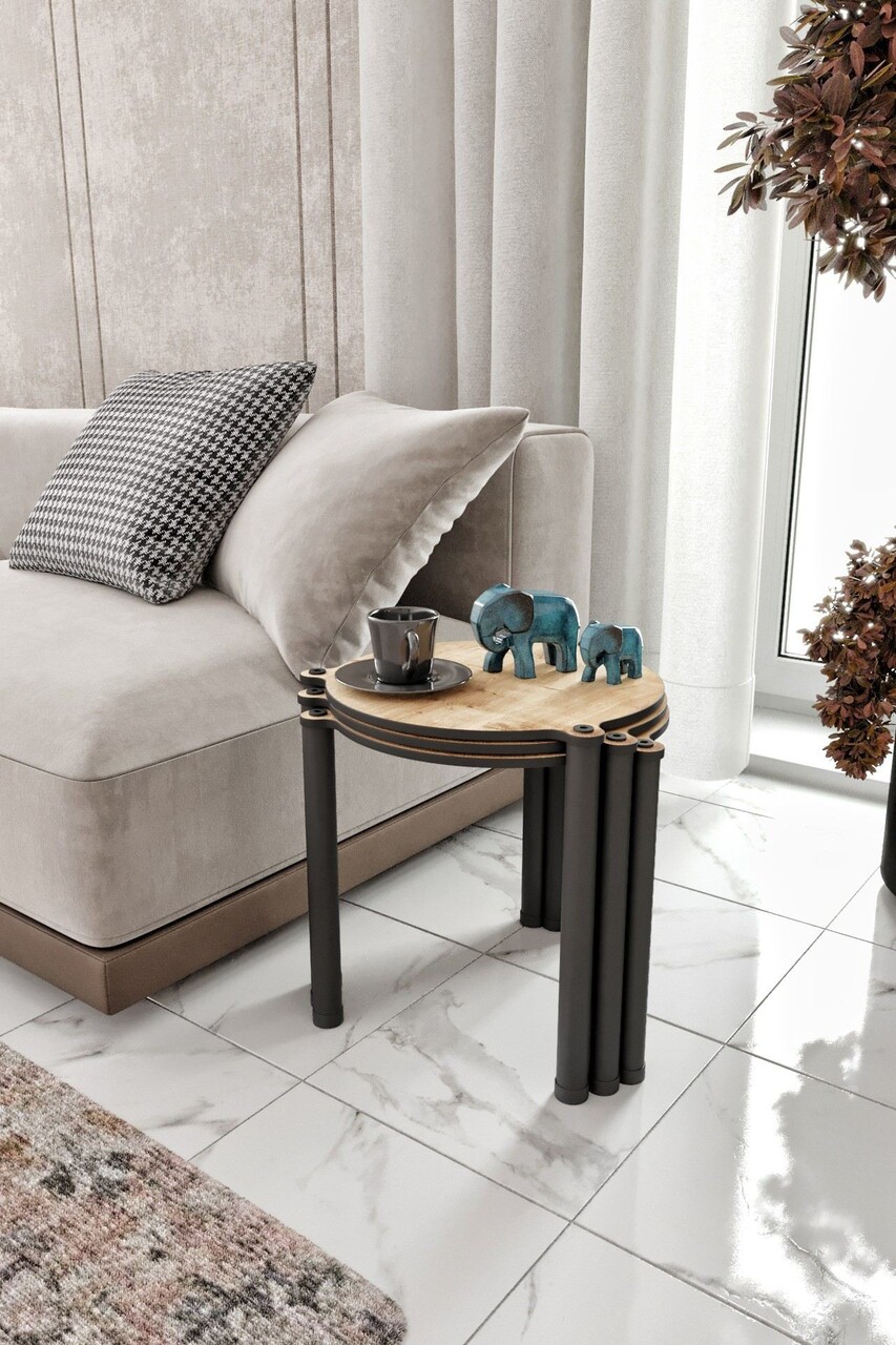 Set masute 3 piese, Poter, Lavia 3, MDF , Stejar - 1 | YEO