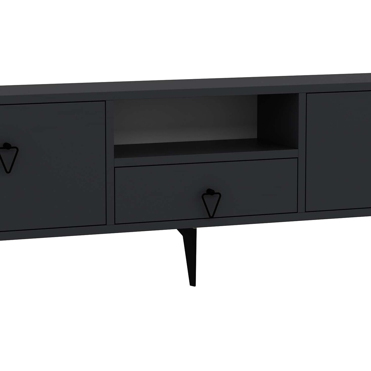 Comoda TV, Hanah Home, 1302-DROP-1, 140x49x30 cm, PAL , Antracit / Negru - view 6