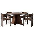 Set masa si scaune (5 piese), Nordure, Monroe 4, Nuc Venezia / Nuc Închis / Maro