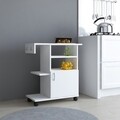Cabinet cu roti pentru bucatarie Mese, Ametti, 65 x 31.3 x 76.8 cm, alb