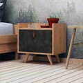 Noptiera, Mod Design, Juuna, 50x55x40 cm, Stejar / Gri închis