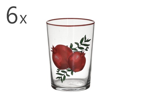 Poza Set 6 pahare pentru apa Pomegranate, InArt, 8.5x15.5 cm, 510 ml, sticla