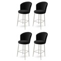 Set scaune  de bar 4 piese, Charlotte, Fora, Metal, Negru / Crom