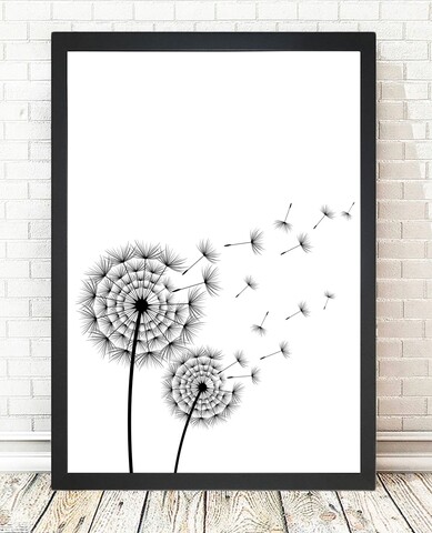 Tablou decorativ blowing dandelion, tablo center, 24x29 cm, mdf, multicolor