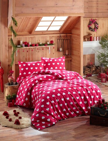 Set lenjerie de pat pentru o persoana 2 piese, chole - red, enlora home, bumbac ranforce