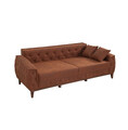 Canapea extensibila cu 3 locuri, Unique Design, 867UNQ1527, Lemn de carpen, Maro