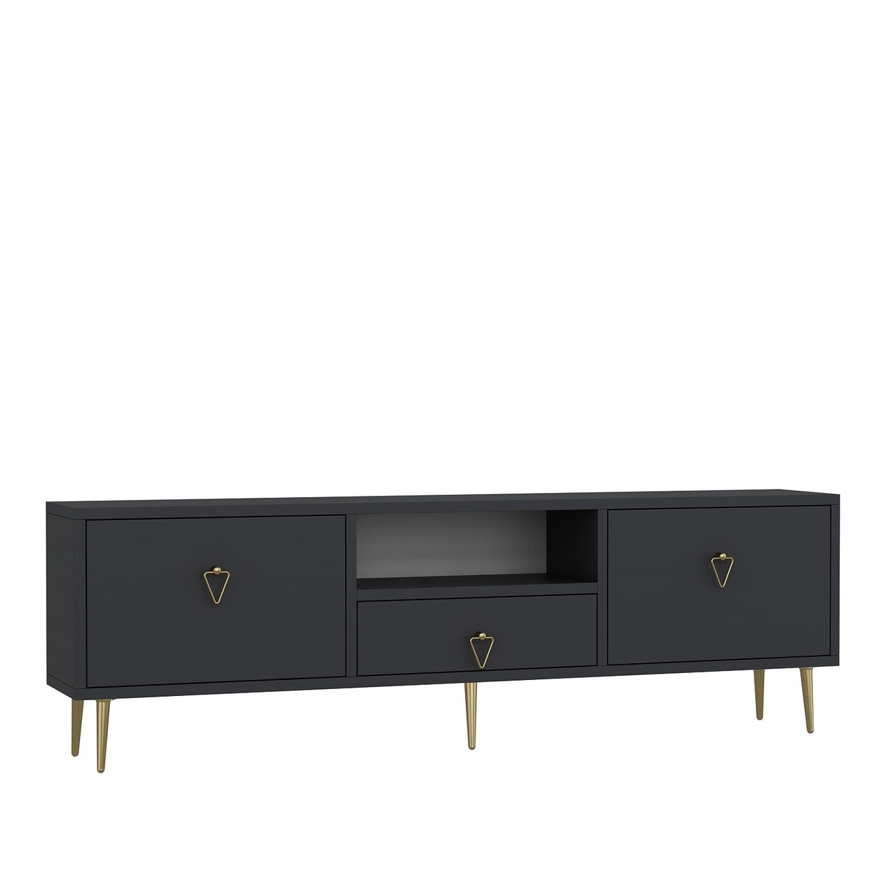 Comoda TV, Hanah Home, 1306-DROP-1, 140x45x30 cm, PAL , Antracit / Aur - view 4
