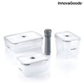 Set 3 caserole pentru vidat si pompa manuala Vacse InnovaGoods, 600 ml / 1 L / 1.2 L