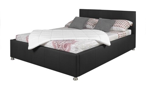 Pat tapitat cu somiera rabatabila inclusa si lada,140x200, kenton, l.216 l.154 h.92, piele ecologica, negru