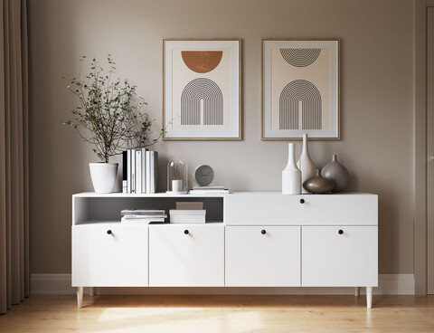 Comoda ELTAP, Dullum, 200x40x75 cm, MDF, alb