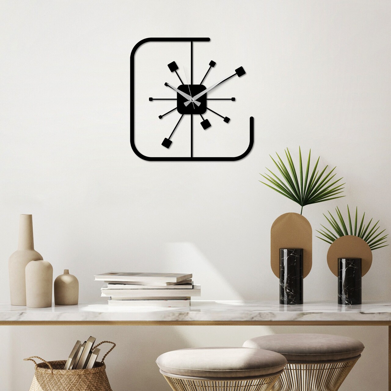 Ceas de perete, Square, Dimensiune: 49 x 49 cm, Negru - view 3