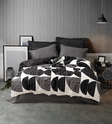 Lenjerie de pat pentru o persoana (DE), Niko - Anthracite, Cotton Box, Bumbac Ranforce