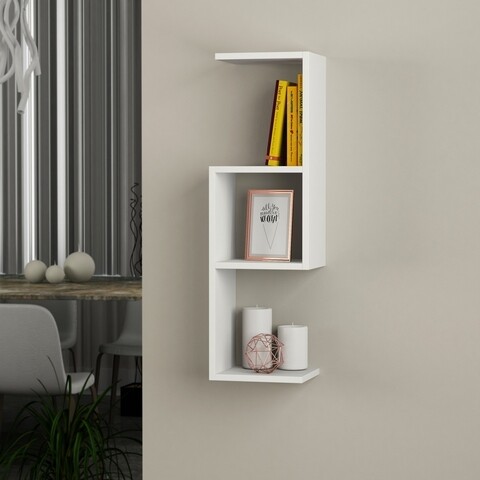 Raft pentru perete Dibi, Decortie, 89x22x28 cm, alb
