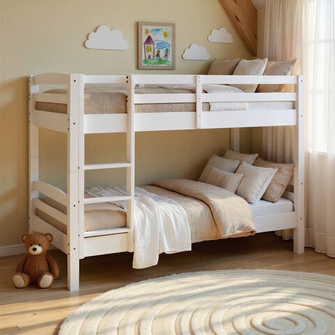 Pat supraetajat pentru camera copilului, 90x190 cm, Rick, Inter Link, lemn, alb