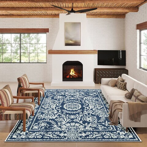 Covor, Kece-Fr72, 160x230 cm, Albastru navy