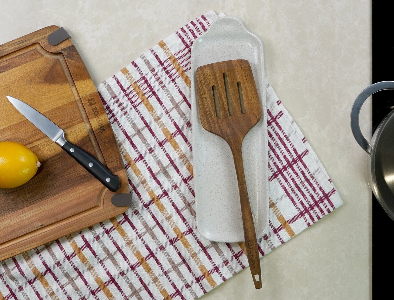 Spatula cu fante, lemn de acacia, 32 cm - Zokura - imagine 4