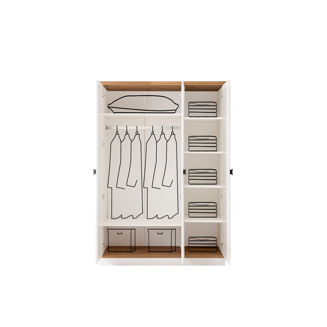 Dulap pentru haine, Hanah Home, Zenit 3, 134x192x61 cm, PAL, Crem deschis - view 6