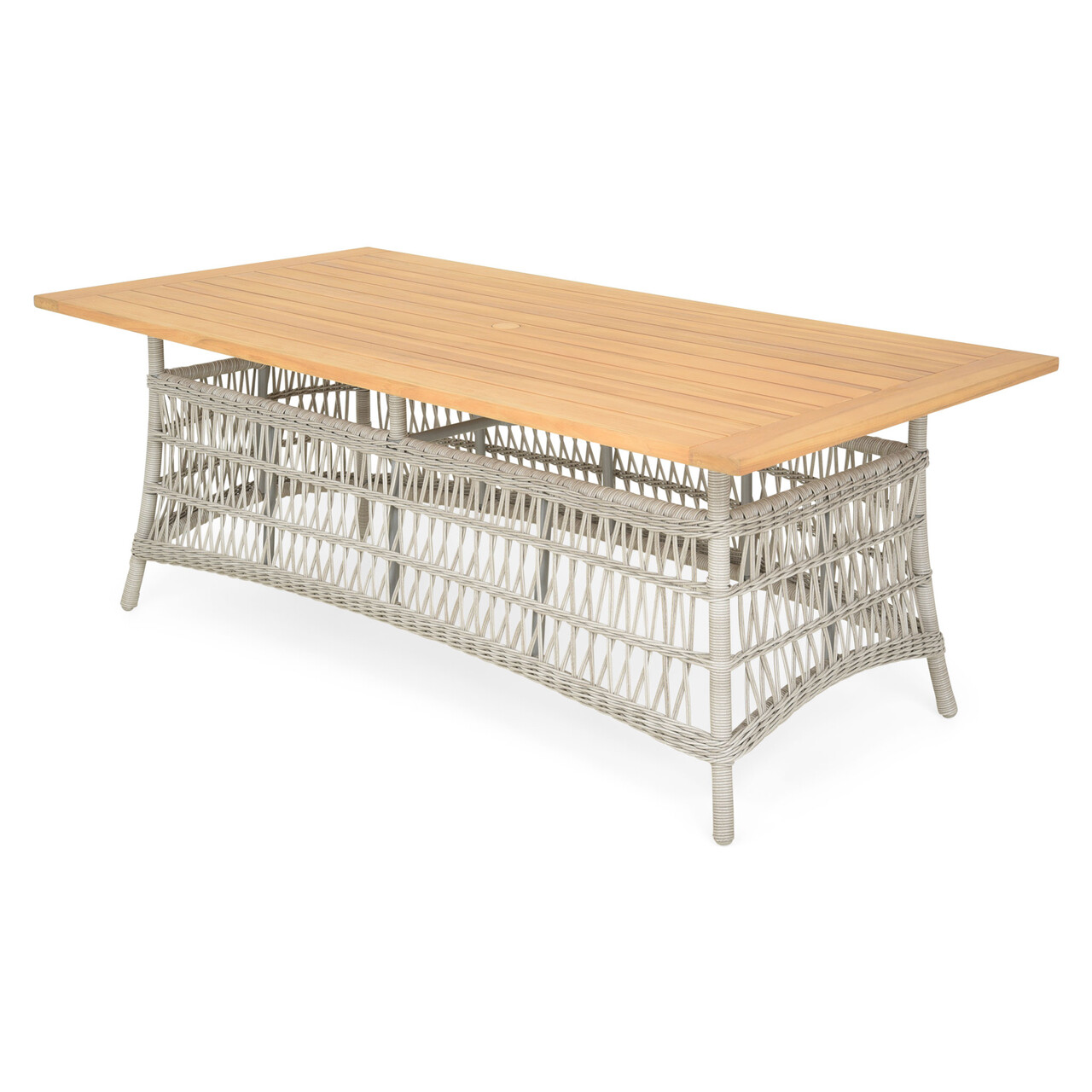 Masa dining dreptunghiulara pentru gradina/terasa Mackinac, 200x100x75 cm, aluminiu/lemn de teak, gri/natur - 1 | YEO