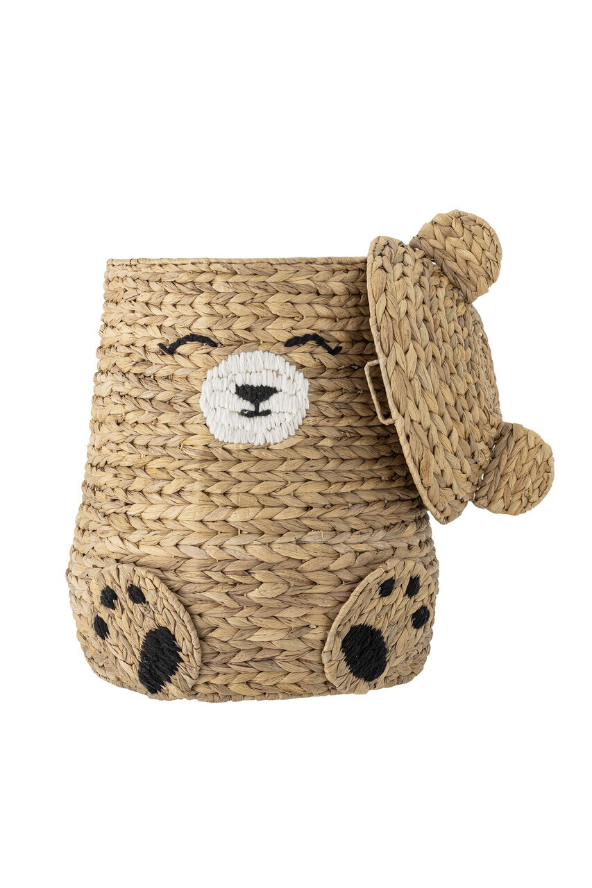 Cos cu capac, Bloomingville, Timone, 40x57 cm, zambila de apa impletita, natural - imagine 5