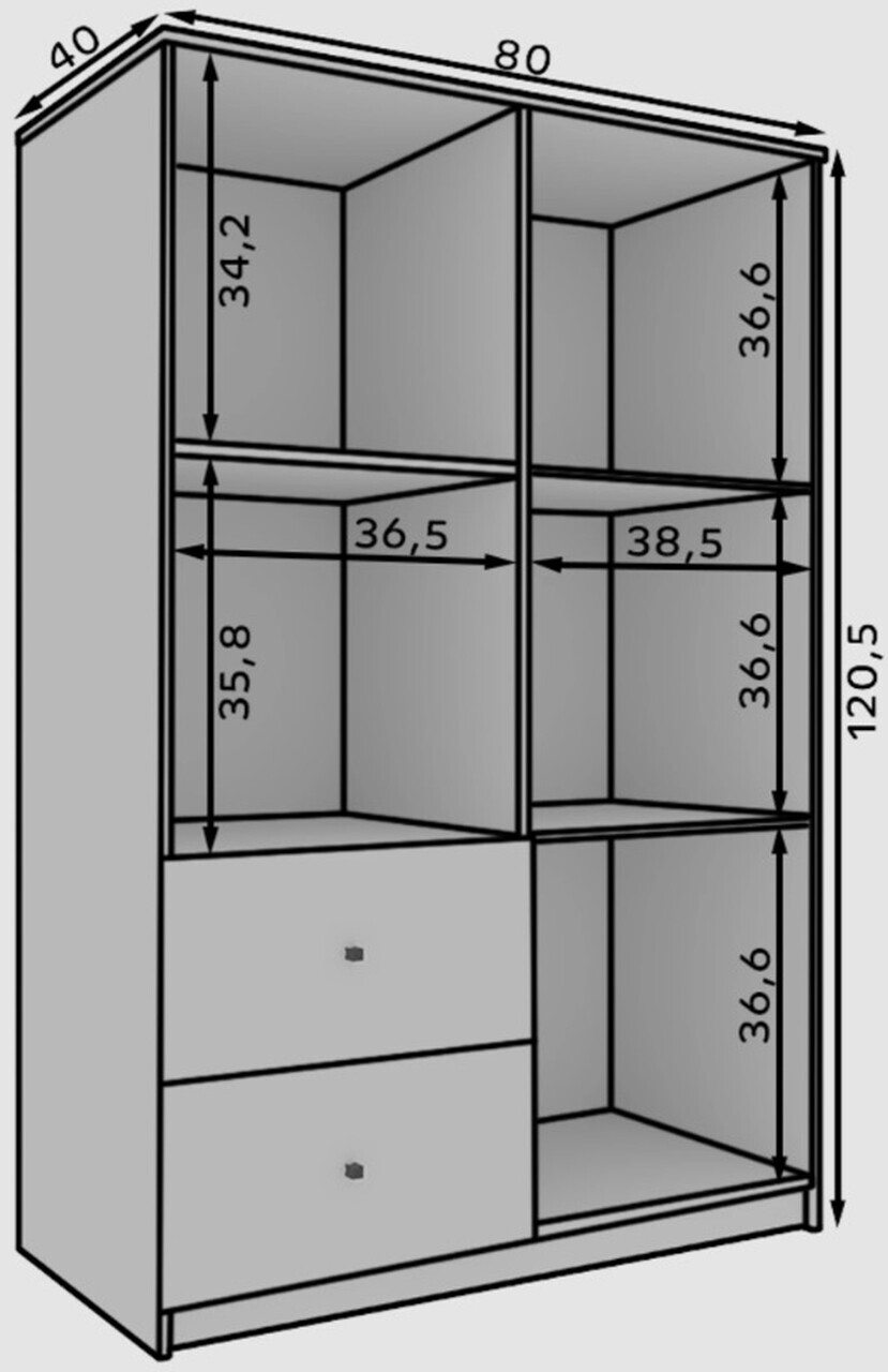 Dulap multifunctional ADRK, Evi, 80x40x120.5 cm, PAL laminat, artisan — imaginea 6