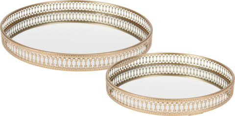 Set 2 tavi decorative mirror, Ø25 cm/ Ø30 cm, metal, auriu