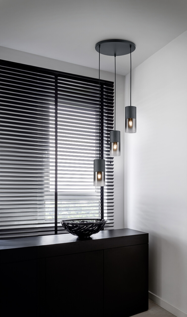 Lustra Robin, TRIO, 37x150 cm, 28W, 3x E27, metal, negru mat