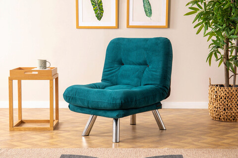 Canapea extensibilă cu 1 loc, futon, 859ftn2322, metal, verde petrol