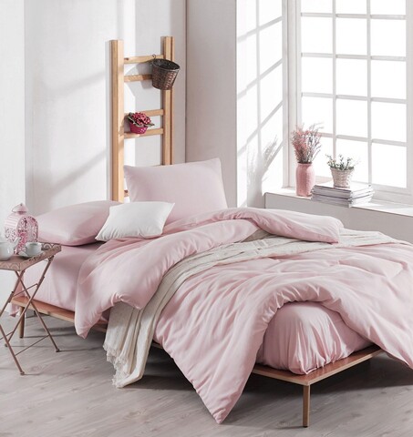 Lenjerie de pat dubla King (EU) (ES), 3 piese, Paint – Powder, EnLora Home, 65% bumbac/35% poliester EnLora Home