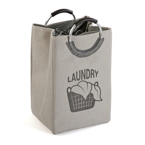 Cos de rufe cu manere versa, 30x36x55 cm, poliester, gri