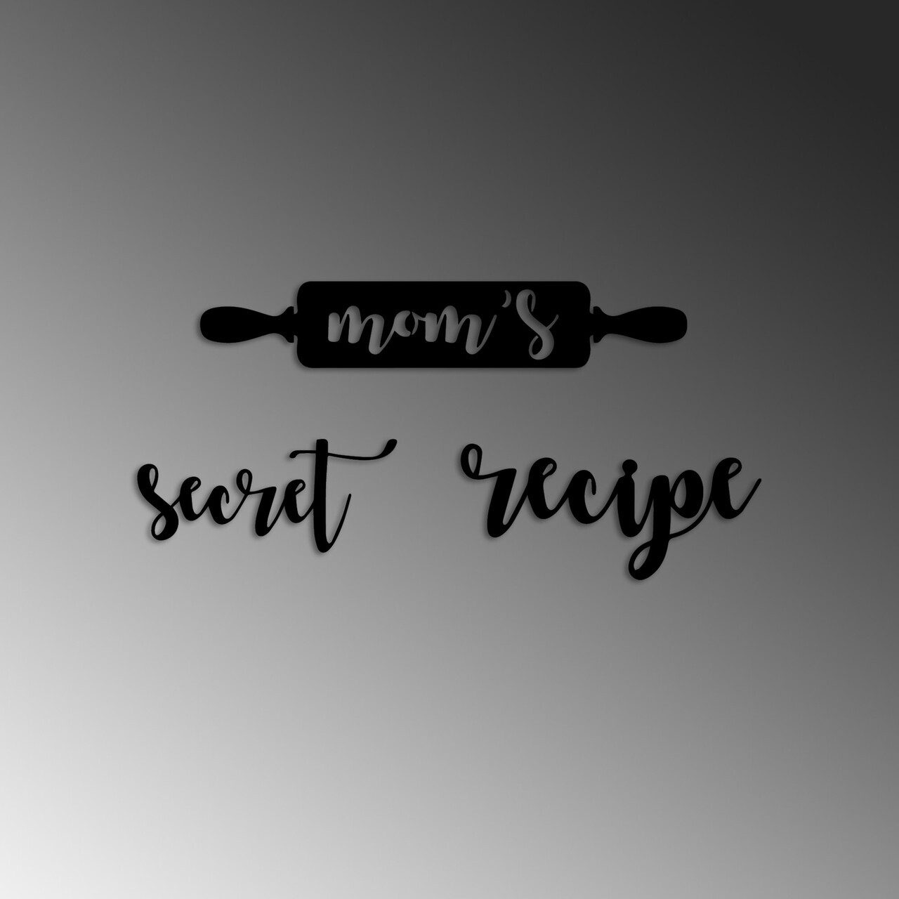 Decoratiune de perete, Mom's Secret Recipe, Dimensiune: 33 x 20 cm (3 bucăți), Negru — imaginea 4