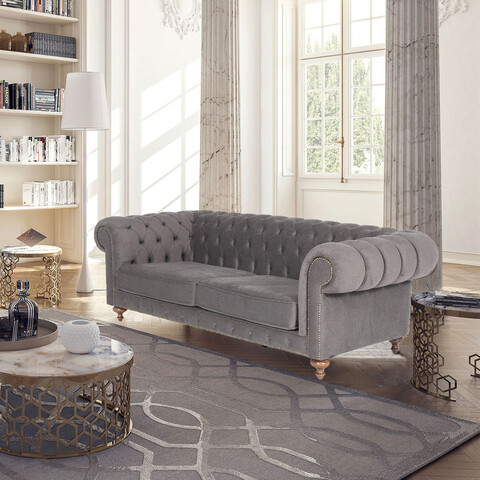 Canapea 3 locuri, ndesign, 291nds1326, lemn, gri