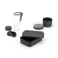 Set caserola pranz, bol si sticla de apa 3 piese, Brabantia, Make&Take Breakfast Set, 1.1 L, 500 ml, plastic, gri inchis