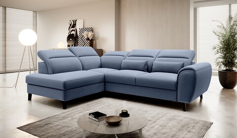 Coltar extensibil stanga 4 locuri ELTAP, LT-40GO, Noble, 255x201x100 cm, lemn/poliester, albastru