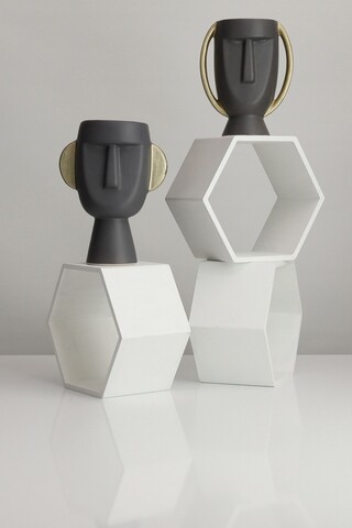 Vaza, BSI194, 16x10x20 cm, Ceramica, Antracit