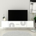 Comoda TV, Olivia, Dekol2, Alb / Argintiu