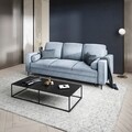 Canapea extensibila, Camellia, Mazzini Sofas, 3 locuri, cu lada de depozitare, 220x100x92 cm, catifea, albastru deschis