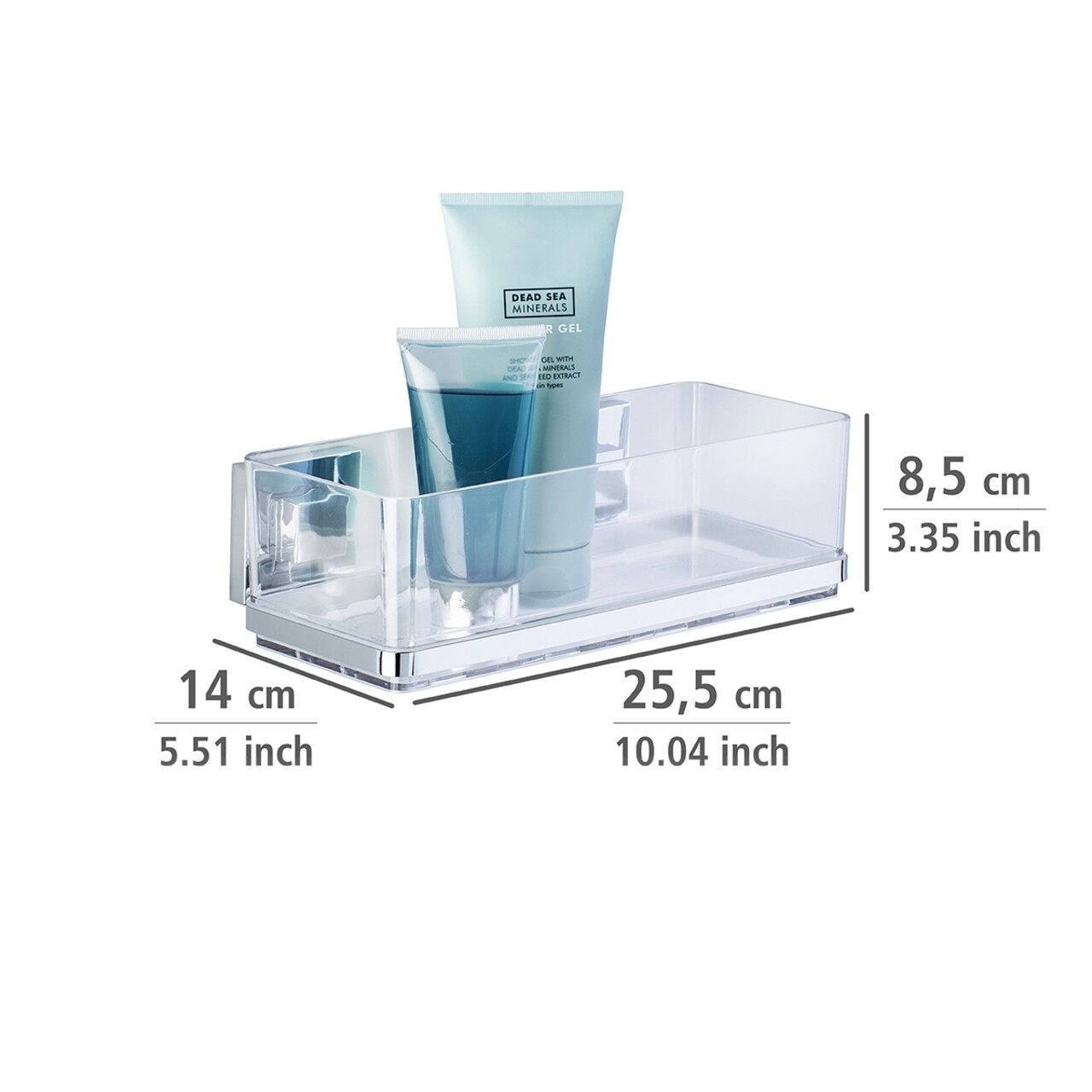 Polita pentru baie, Wenko, Quadro Vacuum-Loc®, 25.5 x 8.5 x 14 cm, inox/plastic - 2 | YEO