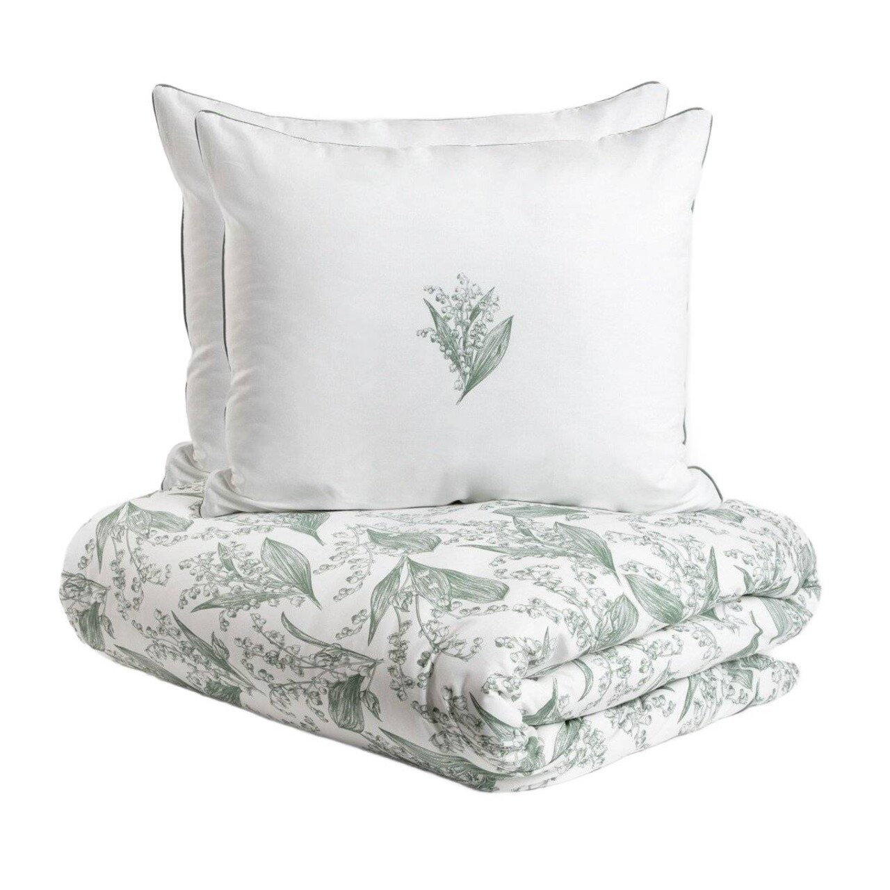 Lenjerie de pat King Size, Conwallie, Homla, 200x220 cm, 3 piese, bumbac, alb/verde - view 3